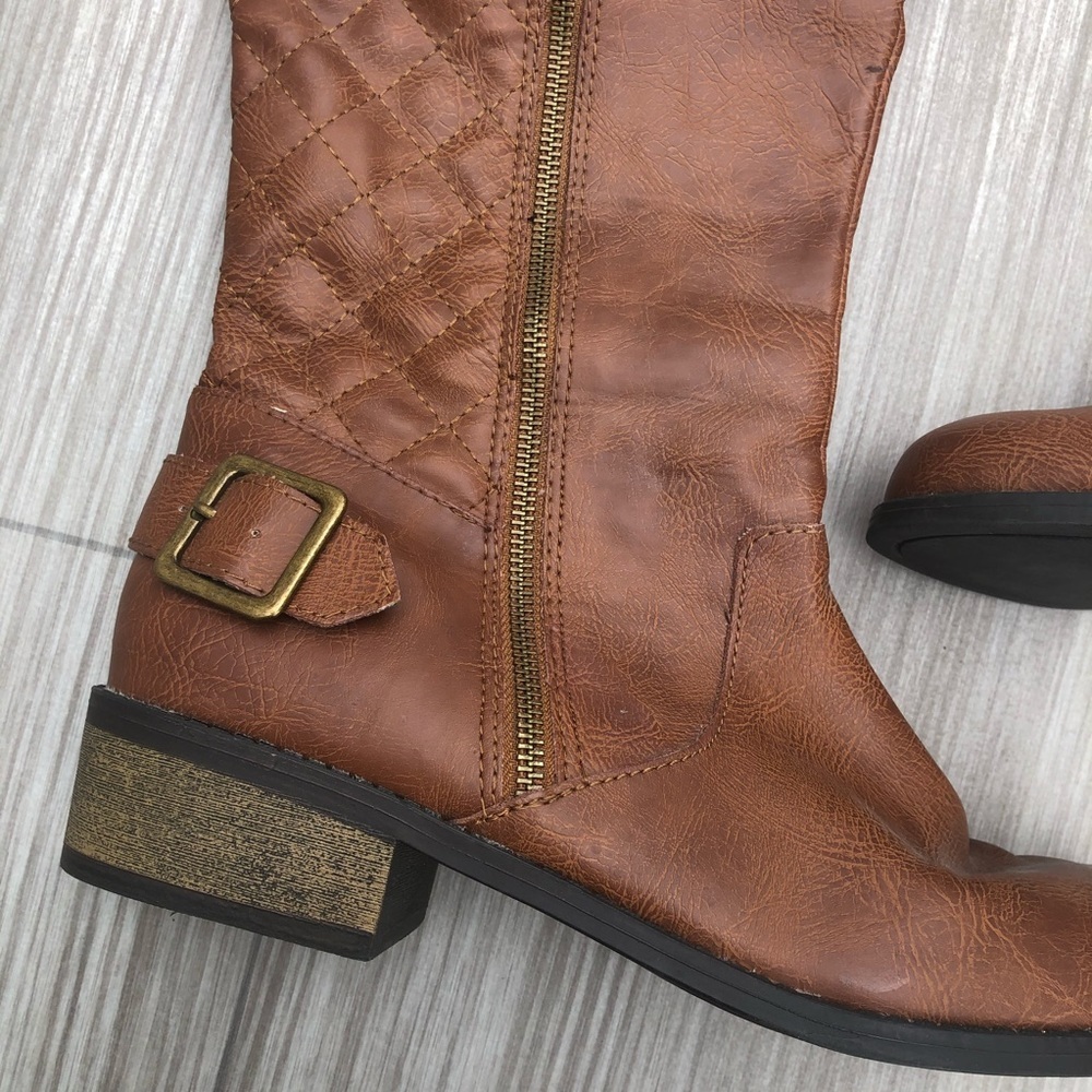 Quilted Knee Boots in Cognac Size 11 - Picture 3 of 10